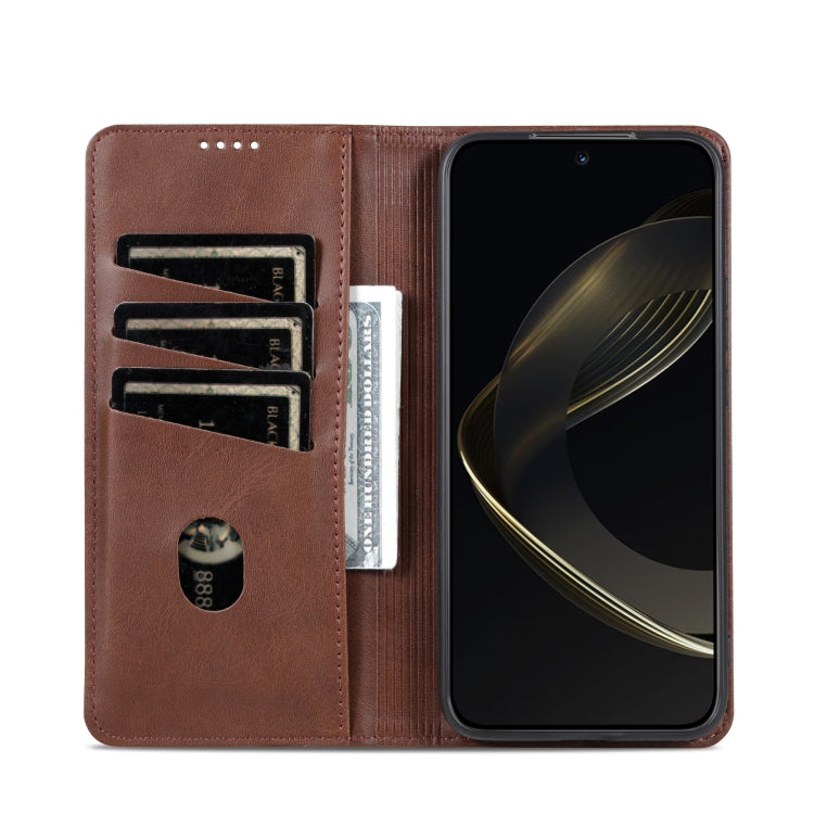 For Samsung Galaxy S25 5G AZNS Magnetic Calf Texture Flip Leather Phone Case(Dark Brown) - Galaxy S25 5G Cases by AZNS | Online Shopping South Africa | PMC Jewellery | Buy Now Pay Later Mobicred