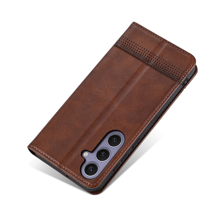 For Samsung Galaxy S25 5G AZNS Magnetic Calf Texture Flip Leather Phone Case(Dark Brown) - Galaxy S25 5G Cases by AZNS | Online Shopping South Africa | PMC Jewellery | Buy Now Pay Later Mobicred