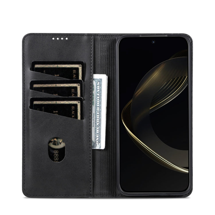 For Samsung Galaxy S25+ 5G AZNS Magnetic Calf Texture Flip Leather Phone Case(Black) - free shipping - PMC Jewellery - Order now!