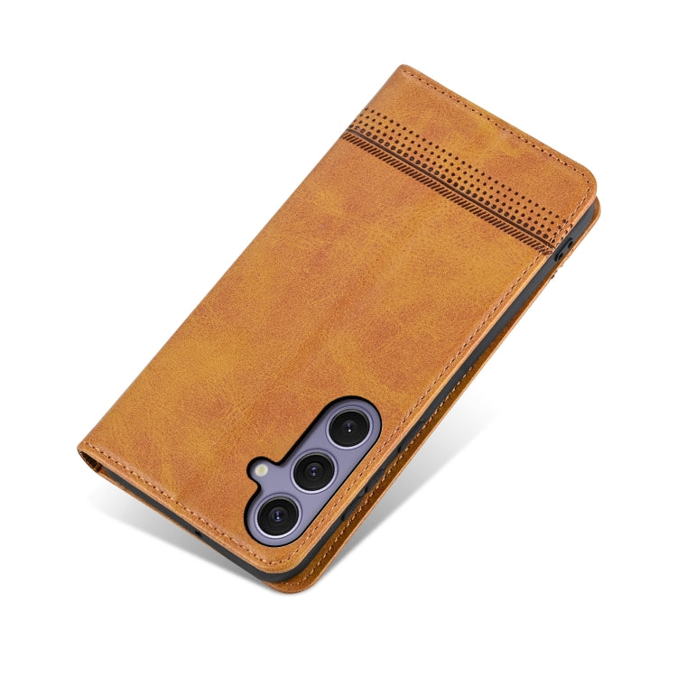 For Samsung Galaxy S25+ 5G AZNS Magnetic Calf Texture Flip Leather Phone Case(Light Brown) - Galaxy S25+ 5G Cases by AZNS | Online Shopping South Africa | PMC Jewellery | Buy Now Pay Later Mobicred