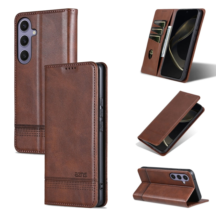 For Samsung Galaxy S25+ 5G AZNS Magnetic Calf Texture Flip Leather Phone Case(Dark Brown) - Galaxy S25+ 5G Cases by AZNS | Online Shopping South Africa | PMC Jewellery | Buy Now Pay Later Mobicred