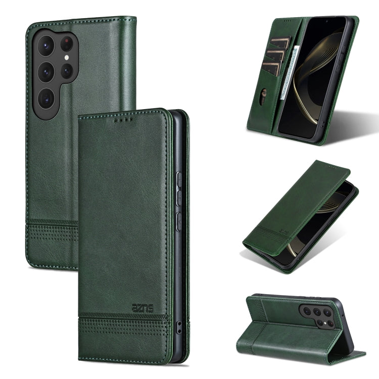 For Samsung Galaxy S25 Ultra 5G AZNS Magnetic Calf Texture Flip Leather Phone Case(Dark Green) - Galaxy S25 Ultra 5G Cases by AZNS | Online Shopping South Africa | PMC Jewellery | Buy Now Pay Later Mobicred