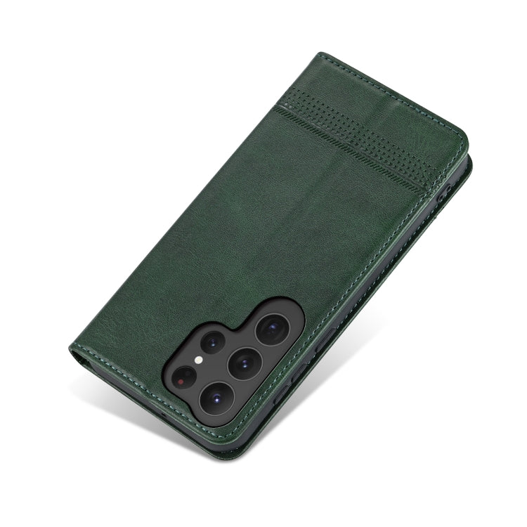 For Samsung Galaxy S25 Ultra 5G AZNS Magnetic Calf Texture Flip Leather Phone Case(Dark Green) - Galaxy S25 Ultra 5G Cases by AZNS | Online Shopping South Africa | PMC Jewellery | Buy Now Pay Later Mobicred