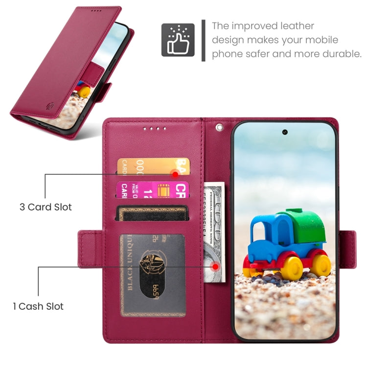 For Google Pixel 9 Side Buckle Magnetic Frosted Leather Phone Case(Wine Red) - Google Cases by PMC TechLife | Online Shopping South Africa | PMC TechLife | Buy Now Pay Later Mobicred