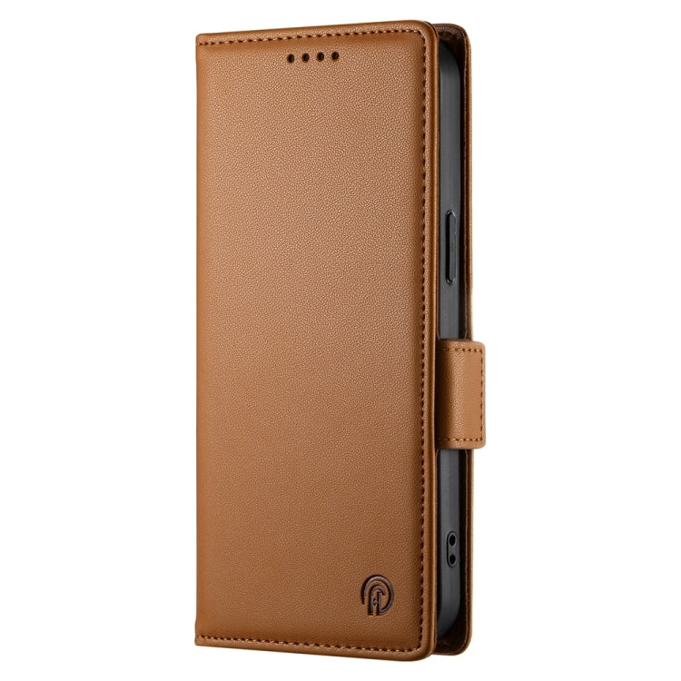 For iPhone 16e Side Buckle Magnetic Frosted Leather Phone Case(Brown) - free shipping - PMC TechLife - Order now!