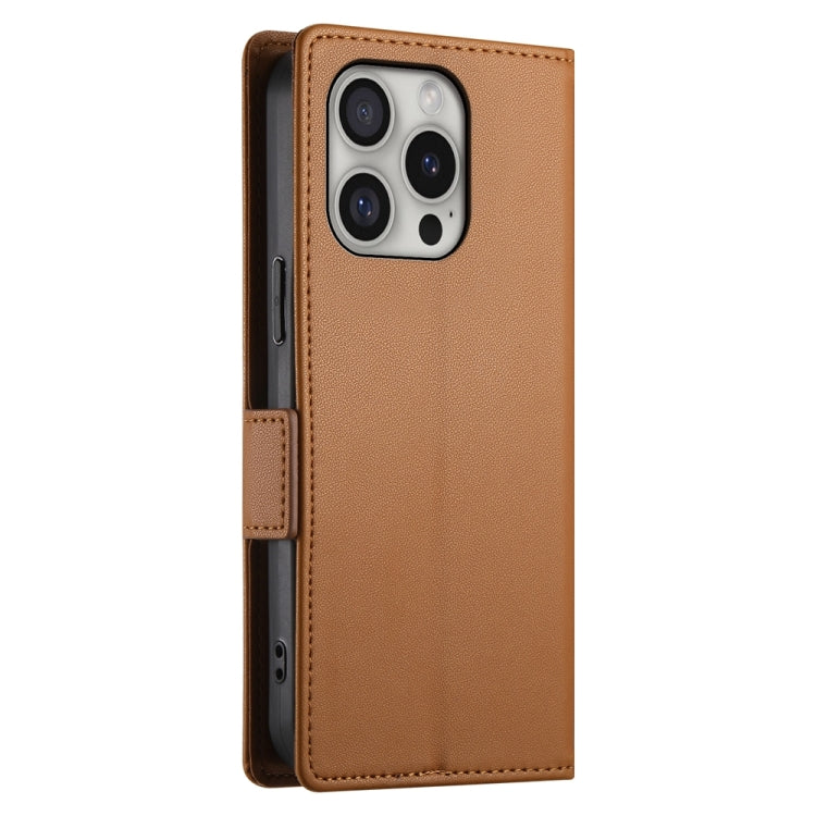 For iPhone 16 Pro Side Buckle Magnetic Frosted Leather Phone Case(Brown) - iPhone 16 Pro Cases by PMC TechLife | Online Shopping South Africa | PMC TechLife | Buy Now Pay Later Mobicred