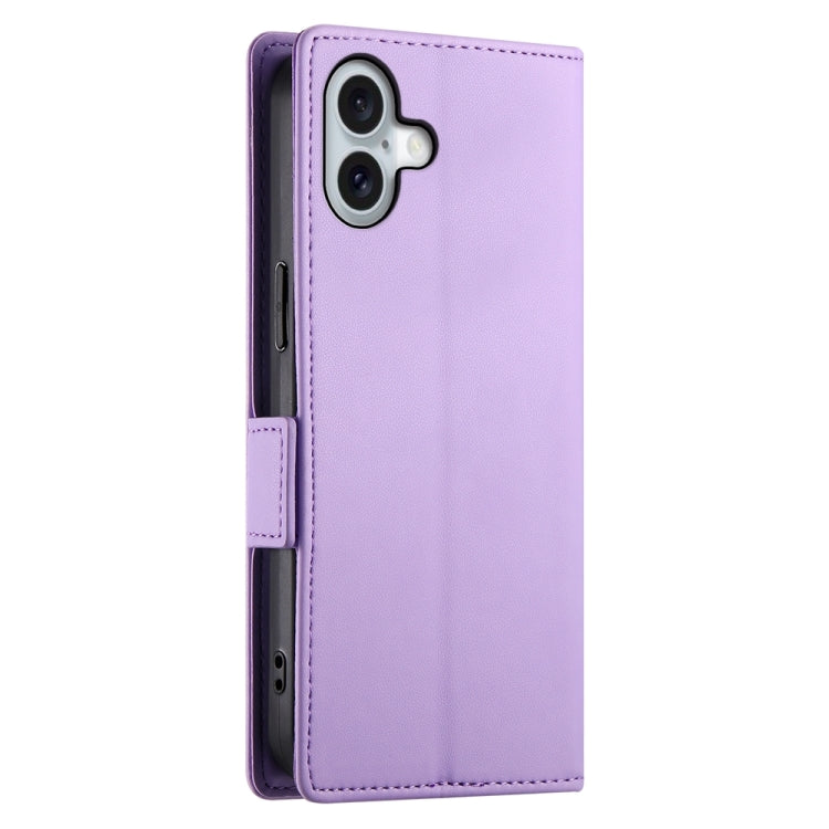 For iPhone 16 Plus Side Buckle Magnetic Frosted Leather Phone Case(Purple) - iPhone 16 Plus Cases by PMC Jewellery | Online Shopping South Africa | PMC Jewellery | Buy Now Pay Later Mobicred