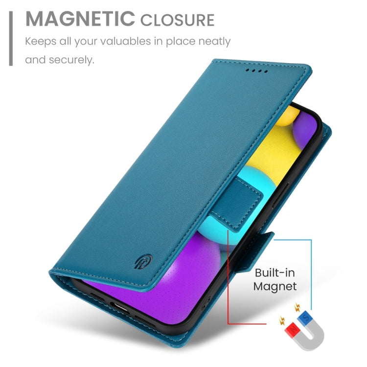 For iPhone 16 Side Buckle Magnetic Frosted Leather Phone Case(Blue) - iPhone 16 Cases by PMC TechLife | Online Shopping South Africa | PMC TechLife | Buy Now Pay Later Mobicred