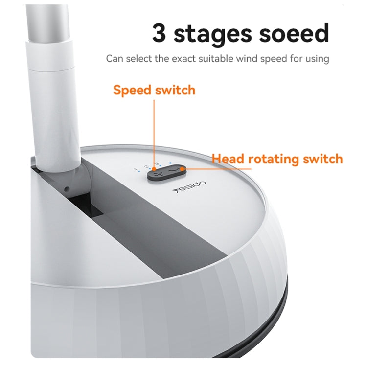 Yesido YF11 Foldable Telescopic Floor Fan(White) - free shipping - PMC TechLife - Order now!