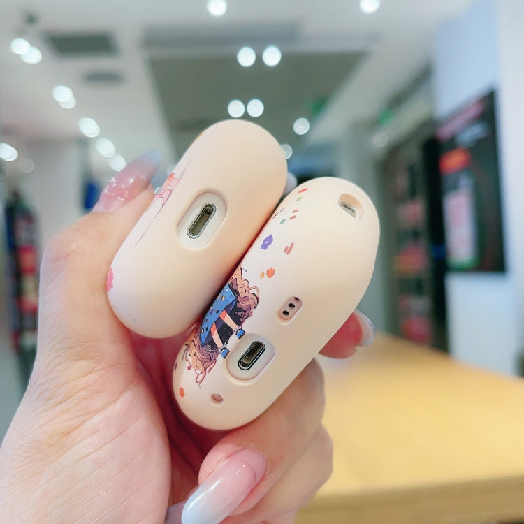For AirPods Pro 2 Girl Pattern Earbuds Box Frosted TPU Case(Flower) - For AirPods Pro 2 by PMC Jewellery | Online Shopping South Africa | PMC Jewellery | Buy Now Pay Later Mobicred