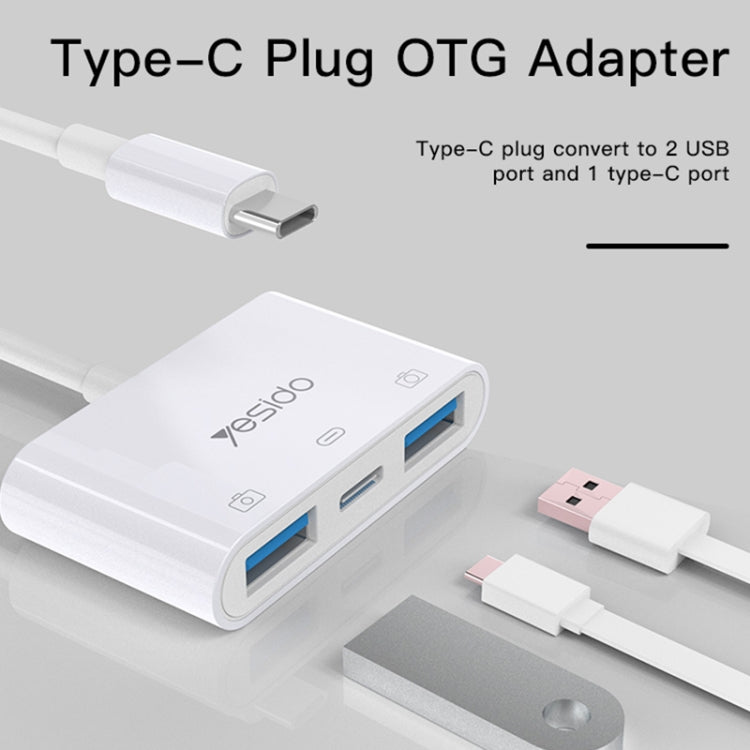 Yesido GS17 USB-C / Type-C to Dual USB + USB-C / Type-C OTG Adapter(White) - free shipping - PMC Jewellery - Order now!