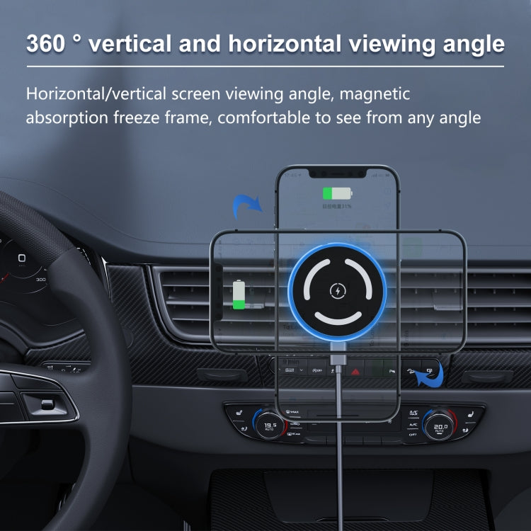 M68 15W Magnetic QI Standard Wireless Charging Car Holder(Dark Grey) - Wireless Charger Holders by PMC TechLife | Online Shopping South Africa | PMC TechLife | Buy Now Pay Later Mobicred