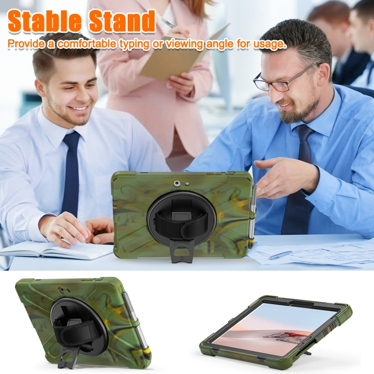 For Microsoft Surface Go 4 / 3 / 2 / 1 Shockproof Colorful Silicone + PC Protective Case with Holder & Shoulder Strap & Hand Strap & Pen Slot (CP Camouflage) - free shipping - PMC TechLife - Order now!