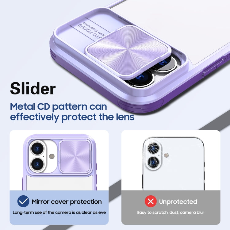 For iPhone 16 Sliding Camshield Acrylic Hybrid TPU Phone Case(Purple) - iPhone 16 Cases by PMC Jewellery | Online Shopping South Africa | PMC Jewellery | Buy Now Pay Later Mobicred