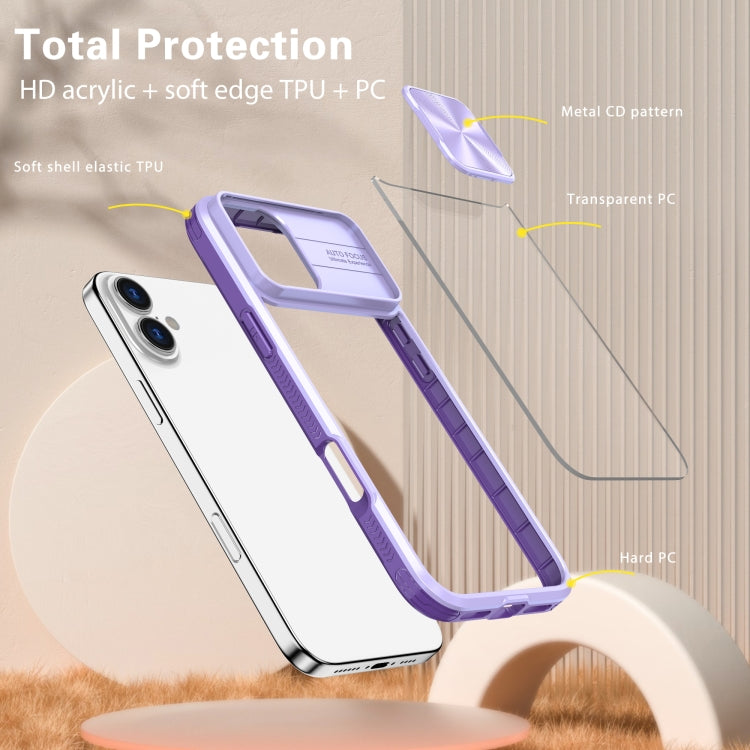 For iPhone 16 Pro Sliding Camshield Acrylic Hybrid TPU Phone Case(Purple) - iPhone 16 Pro Cases by PMC Jewellery | Online Shopping South Africa | PMC Jewellery | Buy Now Pay Later Mobicred