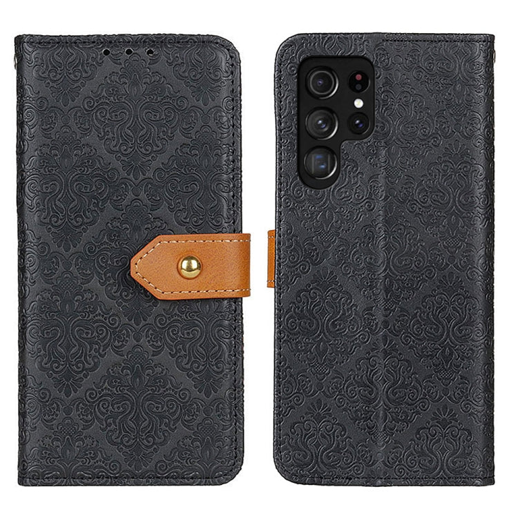 For Samsung Galaxy S25 Ultra 5G European Floral Embossed Leather Phone Case(Black) - Galaxy S25 Ultra 5G Cases by PMC Jewellery | Online Shopping South Africa | PMC Jewellery | Buy Now Pay Later Mobicred