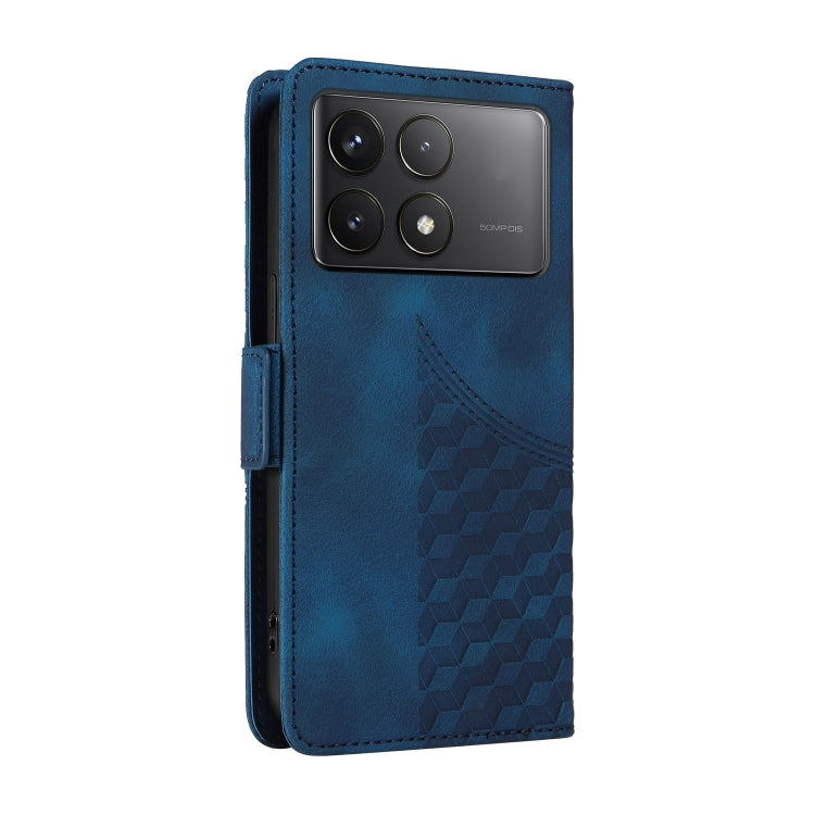 For Redmi K70 / K70 Pro Embossed Rhombus Starry Leather Phone Case(Blue) - free shipping - PMC Jewellery - Order now!
