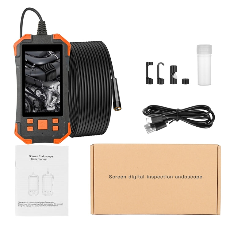 T20 4.3 inch IPS Screen 5.5mm Single Camera IP67 Waterproof Hard Cable Digital Endoscope, Length:10m(Black Orange) -  by PMC TechLife | Online Shopping South Africa | PMC TechLife | Buy Now Pay Later Mobicred