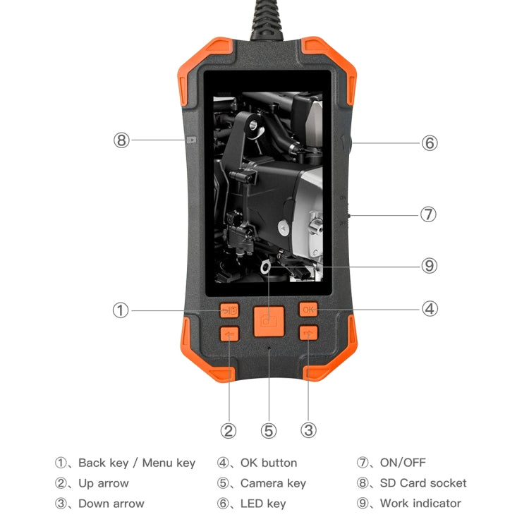 T20 4.3 inch IPS Screen 5.5mm Single Camera IP67 Waterproof Hard Cable Digital Endoscope, Length:3.5m(Black Orange) -  by PMC TechLife | Online Shopping South Africa | PMC TechLife | Buy Now Pay Later Mobicred