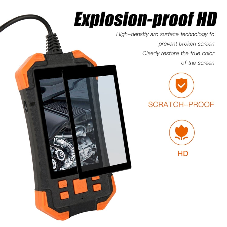 T20 4.3 inch IPS Screen 7.9mm Triple Camera IP67 Waterproof Hard Cable Digital Endoscope, Length:2m(Black Orange) -  by PMC TechLife | Online Shopping South Africa | PMC TechLife | Buy Now Pay Later Mobicred