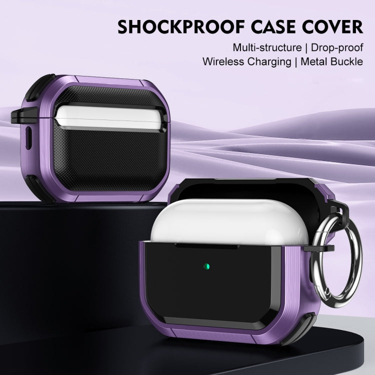 For AirPods 3 Armor TPU + PC Earbuds Box Protective Case with Metal Buckle(Lavender) - free shipping - PMC Jewellery - Order now!