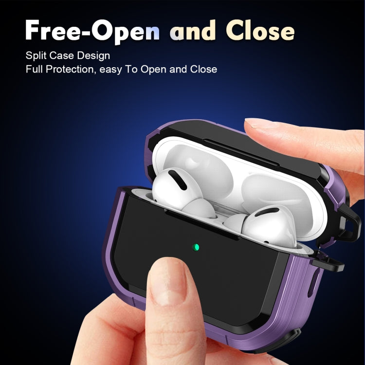 For AirPods 3 Armor TPU + PC Earbuds Box Protective Case with Metal Buckle(Cyan) - For AirPods 3 by PMC Jewellery | Online Shopping South Africa | PMC Jewellery | Buy Now Pay Later Mobicred