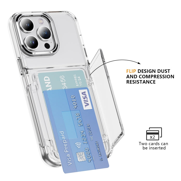 For iPhone 16 Card Holder Acrylic Hybrid TPU Phone Case(Transparent) - iPhone 16 Cases by PMC TechLife | Online Shopping South Africa | PMC TechLife | Buy Now Pay Later Mobicred