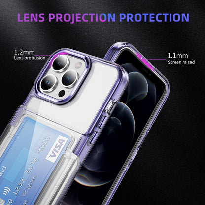 For iPhone 16 Card Holder Acrylic Hybrid TPU Phone Case(Transparent Purple) - iPhone 16 Cases by PMC Jewellery | Online Shopping South Africa | PMC Jewellery | Buy Now Pay Later Mobicred