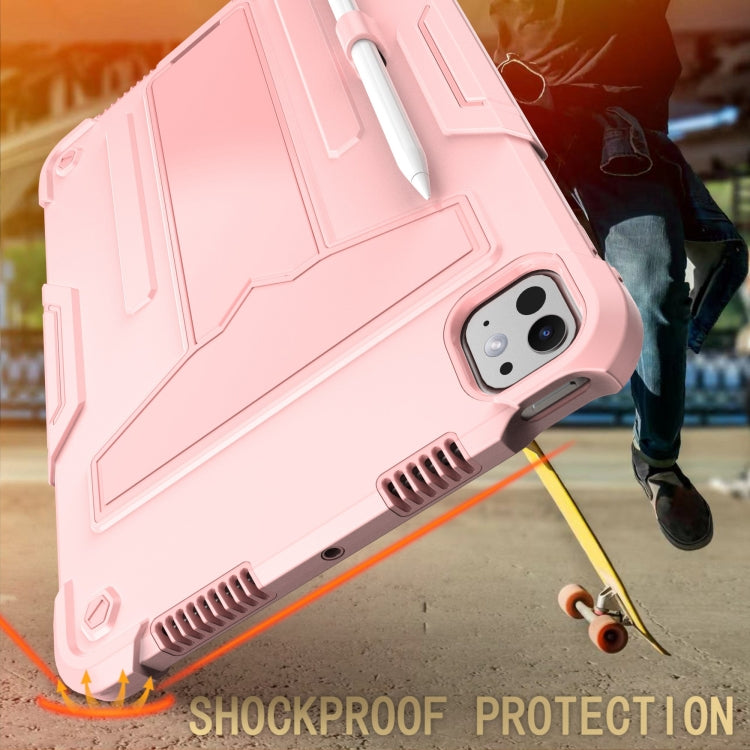 For iPad Pro 11 2024 T Holder Robot Silicone Hybrid PC Tablet Case(Rose Gold) - free shipping - PMC TechLife - Order now!