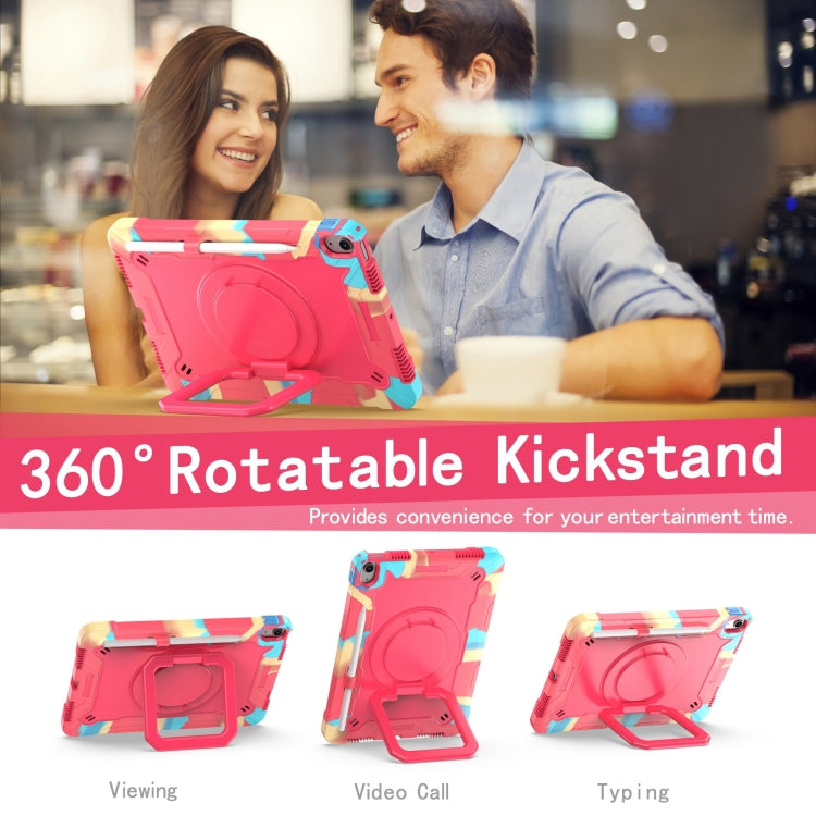 For iPad Air 11 2024 Handle Grip Holder Silicone Hybrid PC Tablet Case with Strap(Camouflage Rose Red) - iPad Air 11 2024 Cases by PMC TechLife | Online Shopping South Africa | PMC TechLife | Buy Now Pay Later Mobicred
