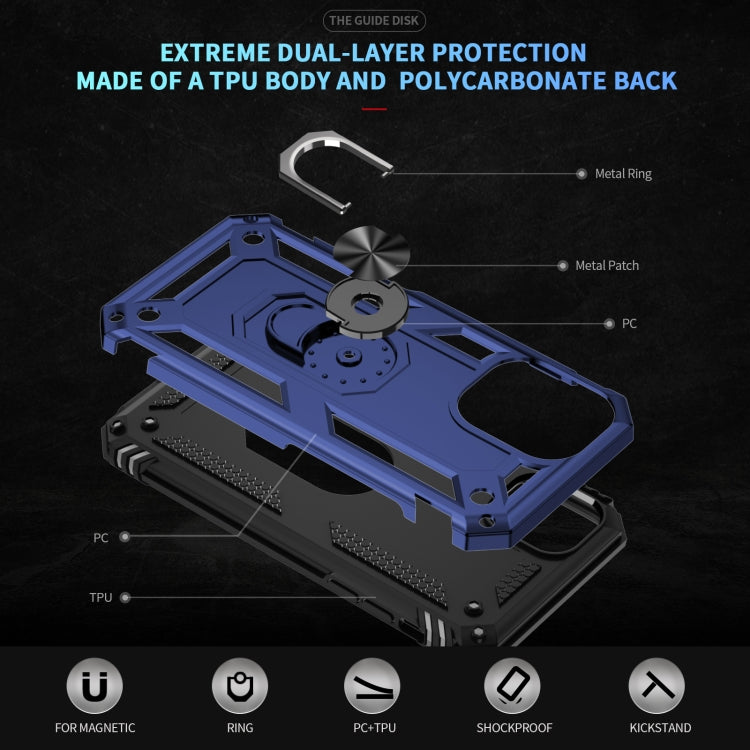 For iPhone 16 Shockproof TPU Hybrid PC Phone Case with Holder(Blue) - iPhone 16 Cases by PMC TechLife | Online Shopping South Africa | PMC TechLife | Buy Now Pay Later Mobicred