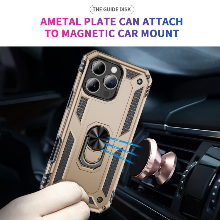 For iPhone 16 Pro Shockproof TPU Hybrid PC Phone Case with Holder(Gold) - iPhone 16 Pro Cases by PMC TechLife | Online Shopping South Africa | PMC TechLife | Buy Now Pay Later Mobicred