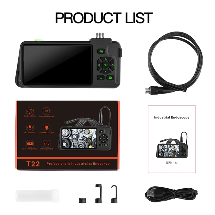 T22 4.5 inch IPS Color Screen 5.5mm Single Camera Hard Cable Industrial Endoscope, Length:2m(Black Orange) -  by PMC TechLife | Online Shopping South Africa | PMC TechLife | Buy Now Pay Later Mobicred