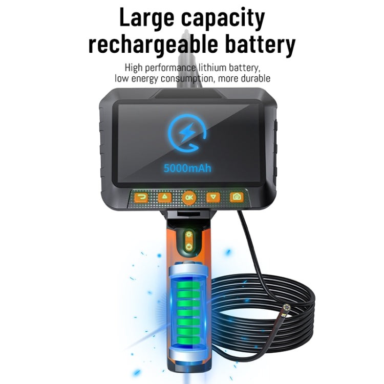 T27 5 inch IPS Color Screen 8mm Single Camera Handheld Hard Cable HD Industrial Endoscope, Length:5m(Orange Black) -  by PMC TechLife | Online Shopping South Africa | PMC TechLife | Buy Now Pay Later Mobicred