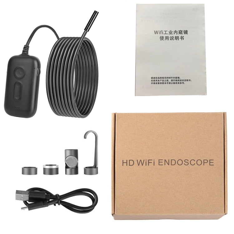 Y15 5.5mm Single Camera WiFi Connected Hard Cable HD Industrial Endoscope, Length:1m(Black) -  by PMC TechLife | Online Shopping South Africa | PMC TechLife | Buy Now Pay Later Mobicred