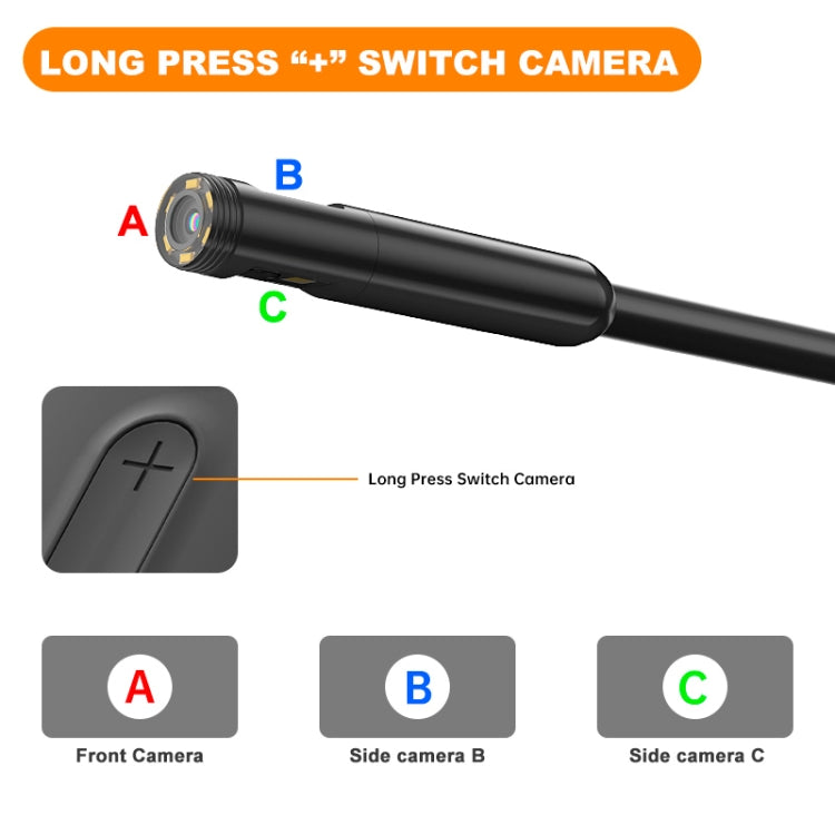 Y15 7.9mm Triple Camera WiFi Connected Hard Cable HD Industrial Endoscope, Length:10m(Black) -  by PMC TechLife | Online Shopping South Africa | PMC TechLife | Buy Now Pay Later Mobicred