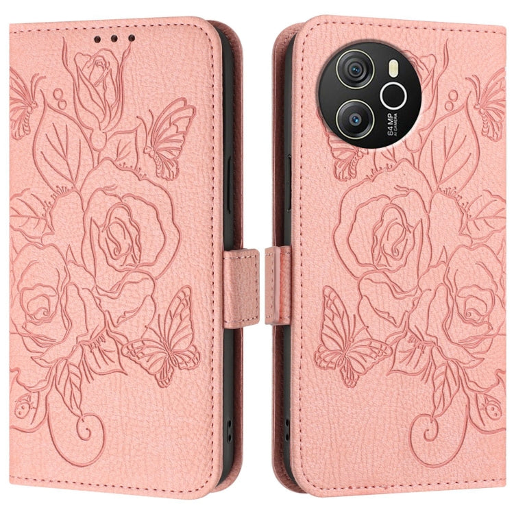For Blackview Shark 8 Embossed Rose RFID Anti-theft Leather Phone Case(Pink) - More Brand by PMC TechLife | Online Shopping South Africa | PMC TechLife | Buy Now Pay Later Mobicred