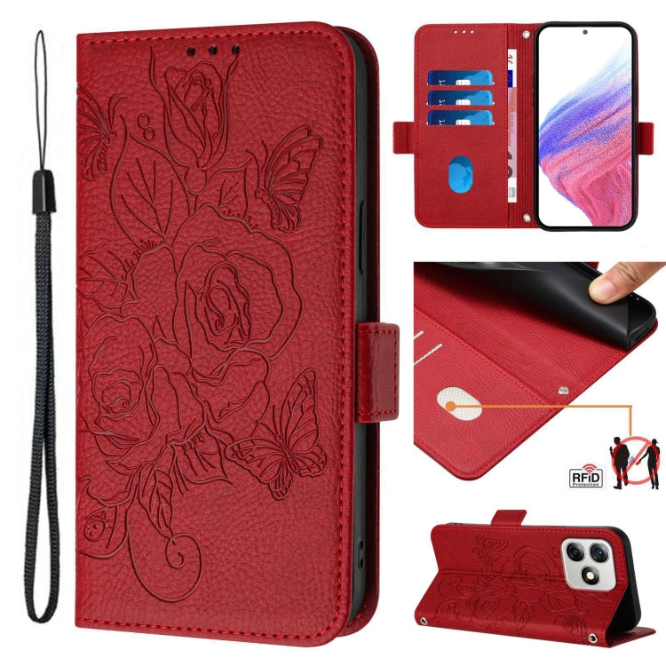 For Ulefone Note 18 Ultra Embossed Rose RFID Anti-theft Leather Phone Case(Red) - Ulefone Cases by PMC Jewellery | Online Shopping South Africa | PMC Jewellery | Buy Now Pay Later Mobicred