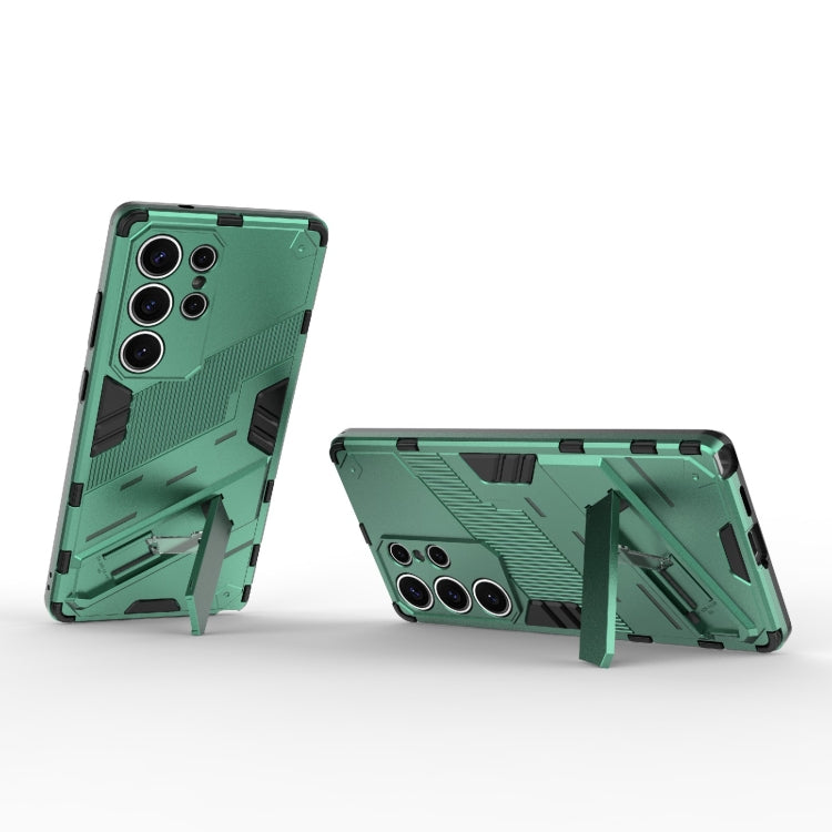 For Samsung Galaxy S25 Ultra 5G Punk Armor 2 in 1 PC + TPU Shockproof Phone Case with Invisible Holder(Green) - Galaxy S25 Ultra 5G Cases by PMC Jewellery | Online Shopping South Africa | PMC Jewellery | Buy Now Pay Later Mobicred