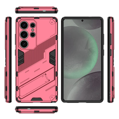 For Samsung Galaxy S25 Ultra 5G Punk Armor 2 in 1 PC + TPU Shockproof Phone Case with Invisible Holder(Light Red) - Galaxy S25 Ultra 5G Cases by PMC Jewellery | Online Shopping South Africa | PMC Jewellery | Buy Now Pay Later Mobicred