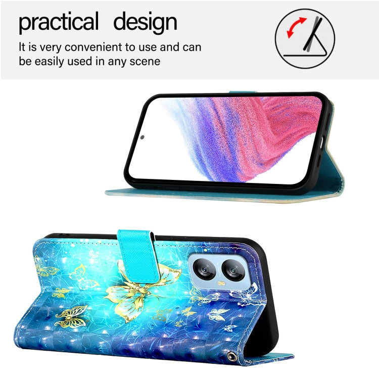 For Blackview A52 3D Painting Horizontal Flip Leather Phone Case(Golden Butterfly) - More Brand by PMC TechLife | Online Shopping South Africa | PMC TechLife | Buy Now Pay Later Mobicred