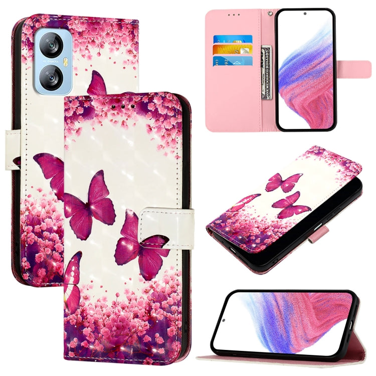 For Blackview A52 3D Painting Horizontal Flip Leather Phone Case(Rose Butterfly) - More Brand by PMC TechLife | Online Shopping South Africa | PMC TechLife | Buy Now Pay Later Mobicred