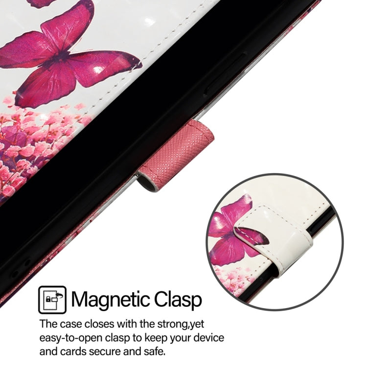 For Blackview A52 3D Painting Horizontal Flip Leather Phone Case(Rose Butterfly) - More Brand by PMC TechLife | Online Shopping South Africa | PMC TechLife | Buy Now Pay Later Mobicred