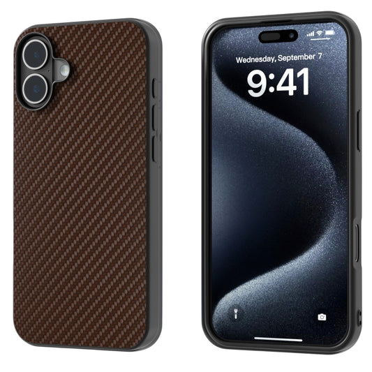 For iPhone 16 Carbon Fiber Texture Protective Phone Case(Dark Brown) - iPhone 16 Cases by PMC Jewellery | Online Shopping South Africa | PMC Jewellery | Buy Now Pay Later Mobicred