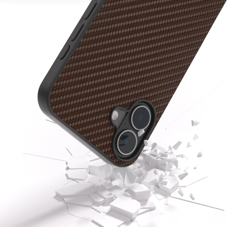 For iPhone 16 Carbon Fiber Texture Protective Phone Case(Dark Brown) - iPhone 16 Cases by PMC Jewellery | Online Shopping South Africa | PMC Jewellery | Buy Now Pay Later Mobicred