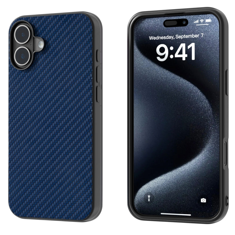 For iPhone 16 Carbon Fiber Texture Protective Phone Case(Dark Blue) - iPhone 16 Cases by PMC Jewellery | Online Shopping South Africa | PMC Jewellery | Buy Now Pay Later Mobicred