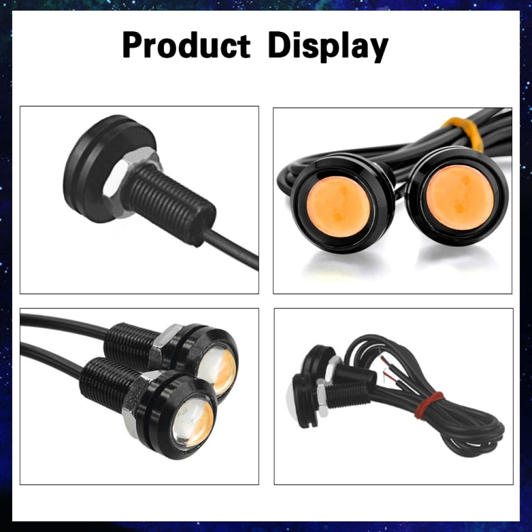 10pcs 23mm 1.5W DC12V Motorcycle Eagle Eye Light Double Lens Strobe Light(Yellow Light) - Eagle Eye Lights by PMC TechLife | Online Shopping South Africa | PMC TechLife | Buy Now Pay Later Mobicred
