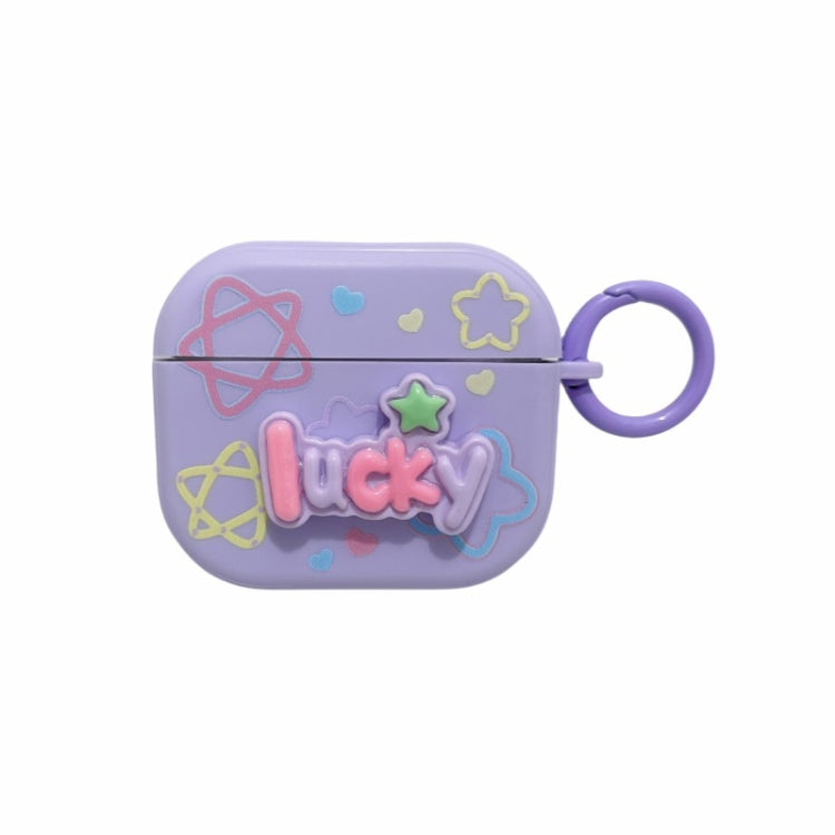For AirPods Pro 2 Fresh 3D Text Skin Feel Earbuds Box PC Case(Purple) - For AirPods Pro 2 by PMC Jewellery | Online Shopping South Africa | PMC Jewellery | Buy Now Pay Later Mobicred