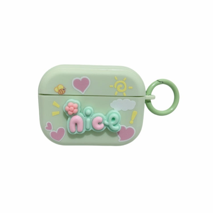 For AirPods Pro Fresh 3D Text Skin Feel Earbuds Box PC Case(Green) - For AirPods Pro by PMC Jewellery | Online Shopping South Africa | PMC Jewellery | Buy Now Pay Later Mobicred