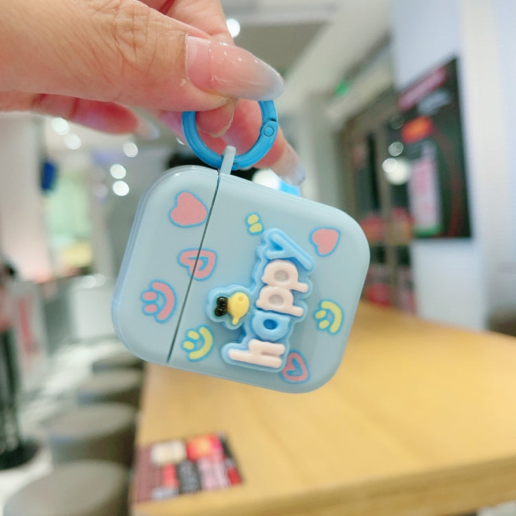 For AirPods Pro 2 Fresh 3D Text Skin Feel Earbuds Box PC Case(Blue) - For AirPods Pro 2 by PMC Jewellery | Online Shopping South Africa | PMC Jewellery | Buy Now Pay Later Mobicred